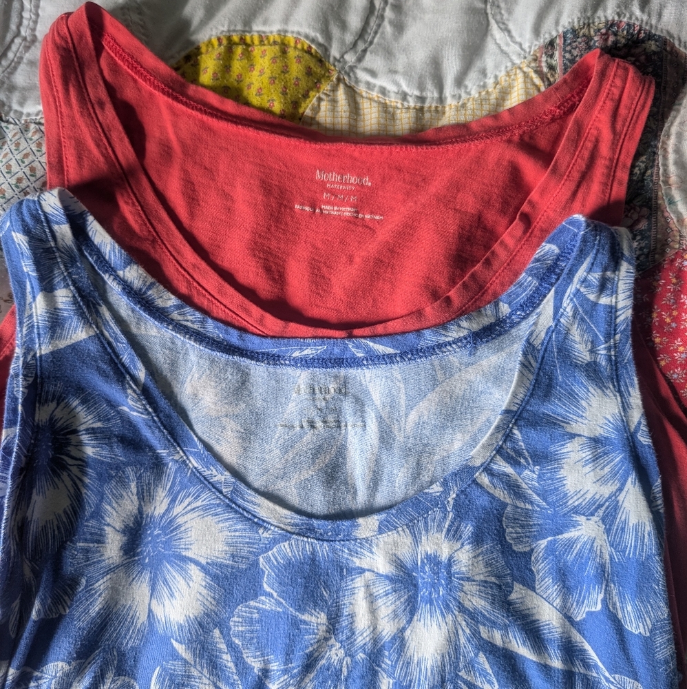 Motherhood Maternity tank tops coral and floral